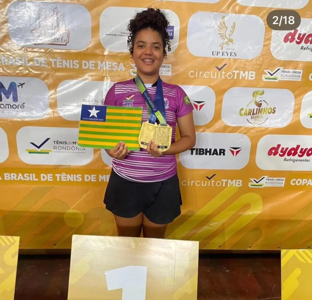 Piauiense é campeã em duas categorias na Copa Brasil de Tênis de Mesa em Rondônia.