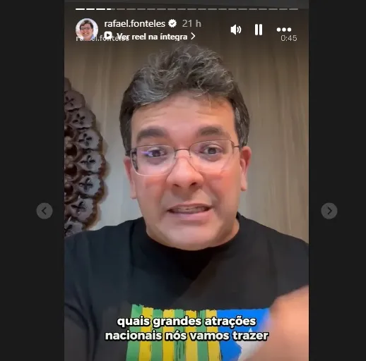 Através das redes sociais, Governador Rafael Fonteles lança enquete para população escolher atrações nacionais do São João de Teresina.