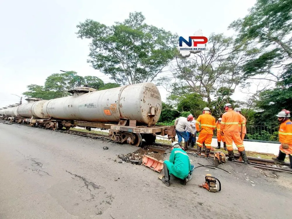 Trem transportando combustível descarrila e interdita Ponte Metálica, entre Teresina (PI) e Timon (MA).